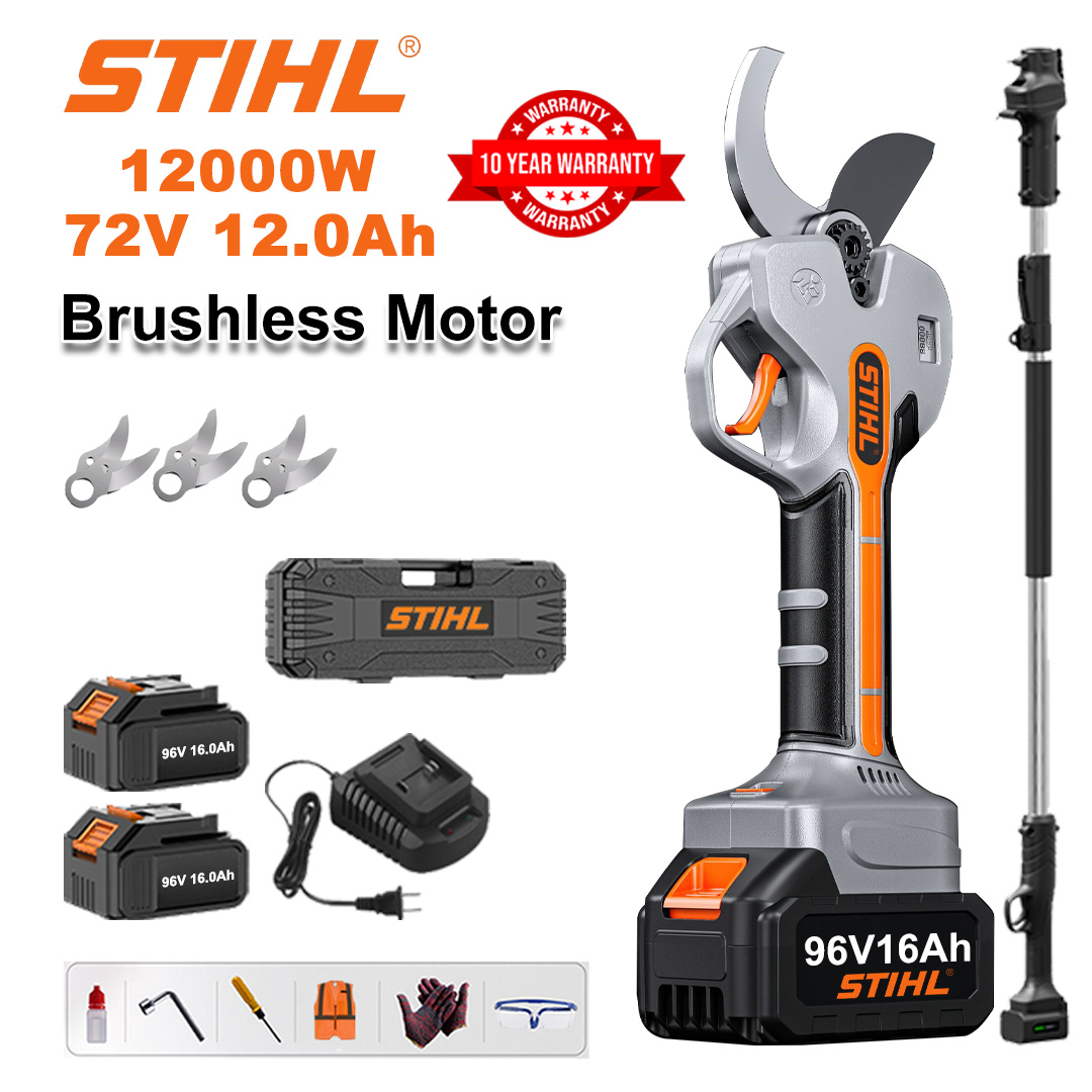 [Prailginimo strypas 1,5–5 m] 12 000 W bešepetės ličio baterijos genėjimo žirklės + 78V12Ah baterija * 2 + SK9 lydinio peilis * 3 + įkroviklis + LED maitinimo ekranas + įrankių dėžė + tepimo alyva + apsauginiai akiniai + 10 metų garantija